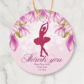 Ballerina Roze Verjaardag Dank u Bedankjes Labels (Voorkant)