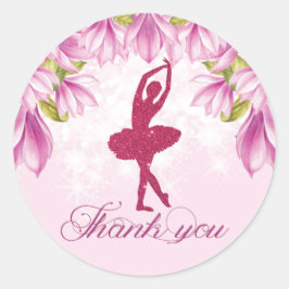Ballerina Roze Verjaardag Dank u Ronde Sticker