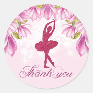 Ballerina Roze Verjaardag Dank u Ronde Sticker