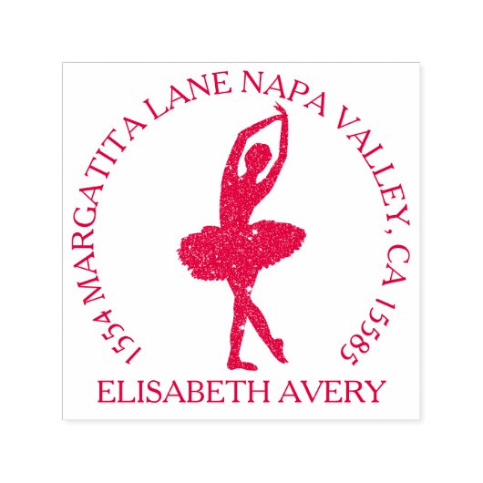 Ballerina Roze Verjaardag Retouradres Zelfinktende Stempel (Design)