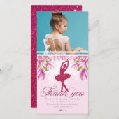 Ballerina Roze Verjaardagsfoto Bedankkaart (Voorkant / Achterkant)