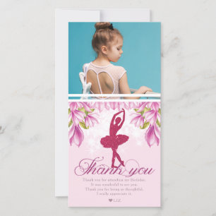 Ballerina Roze Verjaardagsfoto Bedankkaart