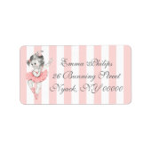 Ballerina Roze Wit Streep Ballet Etiket (Voorkant)