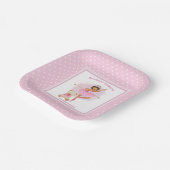 Ballerina roze witte spoeldoekjes papieren bordje (Gebogen)