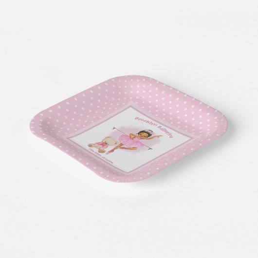 Ballerina roze witte spoeldoekjes papieren bordje (Gebogen)