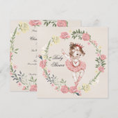 Ballerina Rozen Krans Baby shower Kaart (Voorkant / Achterkant)