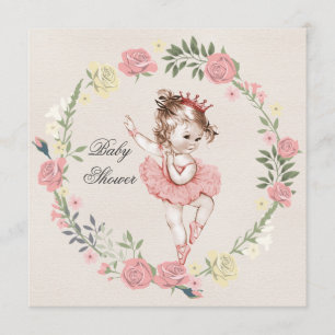 Ballerina Rozen Krans Baby shower Kaart