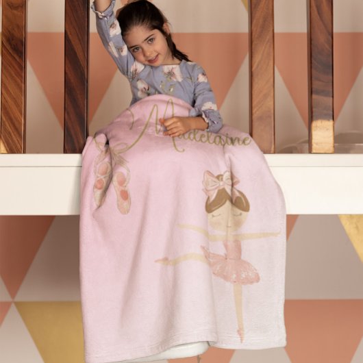 Ballerina Schattige Roze Meisje Modern Fleece Deken