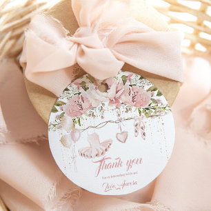 Ballerina schoenen bloemendans en twirl verjaardag bedankjes labels