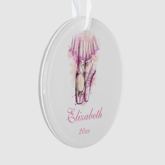 Ballerina schoenen kerstboomversier roze ornament (voorkant)