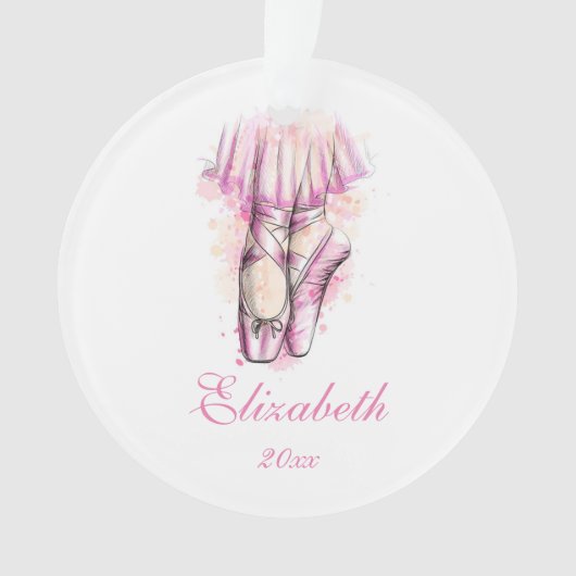 Ballerina schoenen kerstboomversier roze ornament (voorkant)