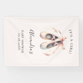 Ballerina Schoenen Roze Baby Meisje Douche Achterg Spandoek (Horizontaal)