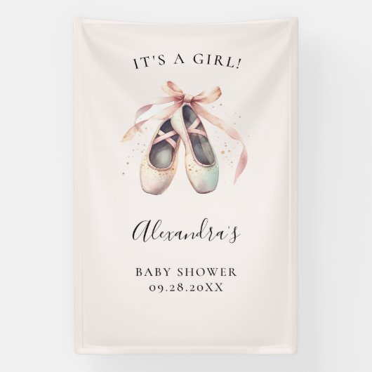 Ballerina Schoenen Roze Baby Meisje Douche Achterg Spandoek (Verticaal)