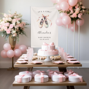 Ballerina Schoenen Roze Baby Meisje Douche Achterg Spandoek
