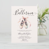 Ballerina Schoenen Roze Bow Gouden Baby Meisje Dou Kaart (Staand voorkant)