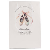 Ballerina Schoenen Roze Bow Gouden Baby Meisje Dou Medium Cadeauzakje (Voorkant)