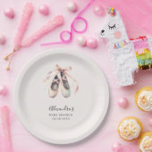 Ballerina Schoenen Roze Bow Gouden Baby Meisje Dou Papieren Bordje (Feest)