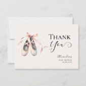 Ballerina schoenen roze gouden strik chique meisje bedankkaart (Voorkant)