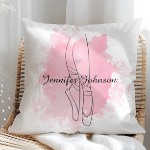 Ballerina Schoenen Roze Waterverf met Naam Kussen