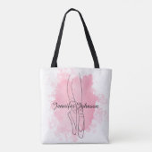 Ballerina Schoenen Roze Waterverf met Naam Tote Bag (Achterkant)