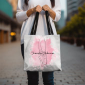 Ballerina Schoenen Roze Waterverf met Naam Tote Bag