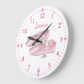 Ballerina Shoes Clock Personalized Ballet Gift Grote Klok (Hoek)