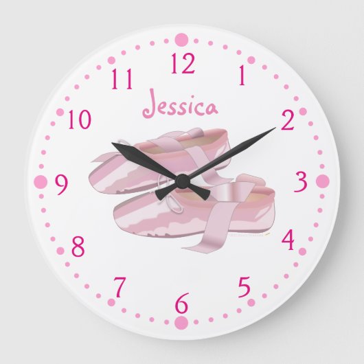 Ballerina Shoes Clock Personalized Ballet Gift Grote Klok (Voorkant)