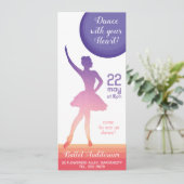 Ballerina silhouet ballet recital dansschool kaart (Staand voorkant)