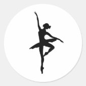 Ballerina silhouet contouren ronde sticker (Voorkant)
