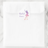 Ballerina silhouet, ombre kleuren, balletliefhebbe ronde sticker (Tas)