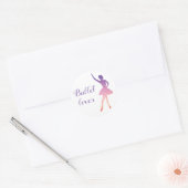 Ballerina silhouet, ombre kleuren, balletliefhebbe ronde sticker (Envelop)