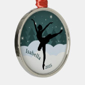 Ballerina Silhouette Arabesque Geometrische Winter Metalen Ornament (Rechts)