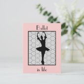 Ballerina Silhouette Ballet is het leven Briefkaart (Staand voorkant)