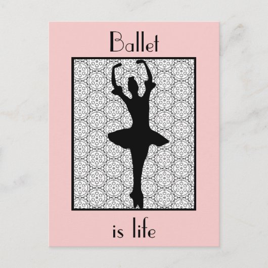 Ballerina Silhouette Ballet is het leven Briefkaart (Voorkant)
