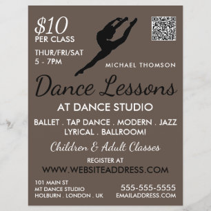 Ballerina Silhouette, Dance Lesson Adverteren Flyer