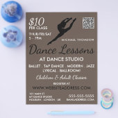 Ballerina Silhouette, Dance Lesson Adverteren Flyer (Enkel)