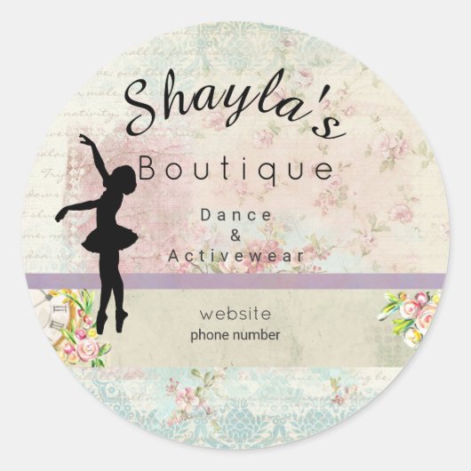 Ballerina Silhouette Elegant  Business Ronde Sticker (Voorkant)