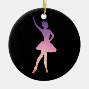 Ballerina silhouette in paarse, roze kleuren keramisch ornament