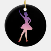 Ballerina silhouette in paarse, roze kleuren keramisch ornament (Achterkant)