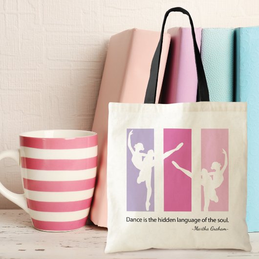 Ballerina Silhouette in roze Tote Bag