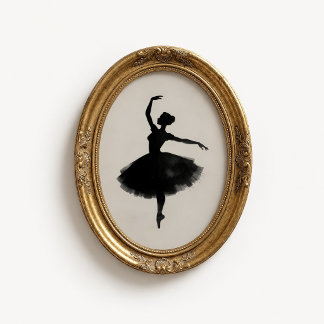 Ballerina Silhouette Inkt Wash Poster
