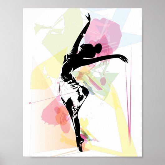 Ballerina silhouette kleurrijke pastel aanpasbaar poster (Voorkant)