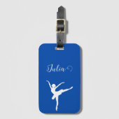 ballerina silhouette kobalt blauw & wit bagagelabel (Voorkant (verticaal))