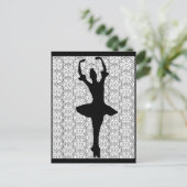 Ballerina Silhouette op de achtergrond van Heart M Briefkaart (Staand voorkant)