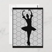 Ballerina Silhouette op de achtergrond van Heart M Briefkaart (Voorkant / Achterkant)