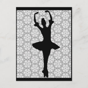 Ballerina Silhouette op de achtergrond van Heart M Briefkaart