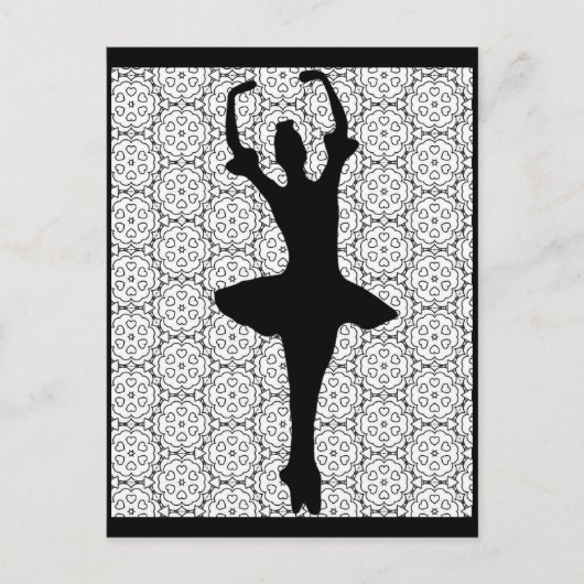 Ballerina Silhouette op de achtergrond van Heart M Briefkaart (Voorkant)