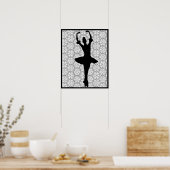 Ballerina Silhouette op de achtergrond van Heart M Poster (Keuken)