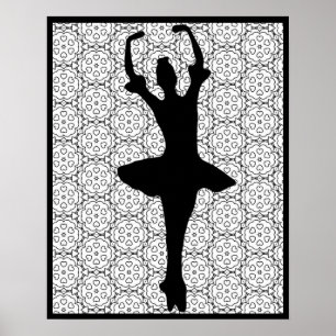 Ballerina Silhouette op de achtergrond van Heart M Poster