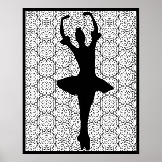 Ballerina Silhouette op de achtergrond van Heart M Poster (Voorkant)